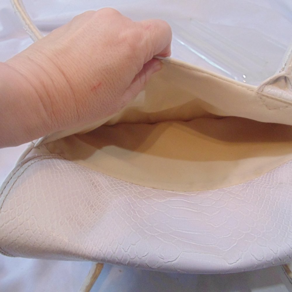 Liz Claiborne Accesories Purse Shoulder Double Handles faux reptile trim White - Picture 5 of 8